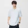 Ropa de Hombre LKTM Verano Estilo Old Money Tejido de Punto Jacquard Texturizado Camisa Polo de Manga Corta Camiseta Casual Simple Holgada para Hombre