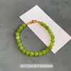 Pulsera de Uvas Verdes con Hebilla Magnética de Bola Redonda, Pulsera de Ágata con Cuentas de Nicho para Mujer, Nuevo Conjunto de Collar de Perlas Redondas Estilo Chino