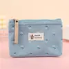 Porta-moedas Floral Estilo Coreano Lona Impermeável Coração de Menina Fofo Bolsa de Cosméticos Portátil Bolsa de Armazenamento Multifuncional de Grande Capacidade