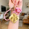 Llavero Chapado en Oro con Forma de Diamante, La Riqueza Viene de Todas Partes, Princesa, Por Favor Hazte Rica, Colgante para Teléfono Móvil, Regalo con Mensaje de Bendición Estilo Chino