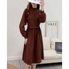 Vestido de Pana Empalmado de Dos Piezas para Maternidad para Mujer, Vestido Base de Longitud Media Otoñal Nuevo para Principios de Primavera