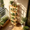 Estante de flores estilo chino, móvil, adecuado para balcones y salas de estar, de pie, estantería de varios niveles para exhibir suculentas y plantas verdes, soporte para macetas