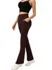 Pantalones de Yoga Levanta Glúteos, Pantalones Acampanados, Pantalones Casuales de Fitness para Mujer de Color Sólido Micro Acampanados, Pantalones de Pierna Ancha, Estilo Transfronterizo Europeo y Americano