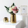 Vaso de flores nórdico directo de fábrica latón dorado adornos cerámicos decoraciones de sala de modelos adornos de chapado suave