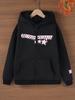 Sudadera con capucha para niñas de Primavera y Otoño, estampado de letras, bolsillo con cremallera, estilo casual versátil
