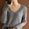 Nueva colección de otoño e invierno: cárdigan corto suave y cómodo, suéter de punto para mujer con cuello en V, prenda de abrigo de cintura alta