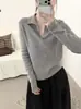 Otoño 2026 Nuevo Estilo Coreano Lana Cachemira Hueco Ganchillo Encaje Cuello Versátil Commute Suéter de Punto para Mujer