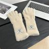 Guantes de felpa suaves y cerosos para mujer, de invierno, con diseño de pingüino, color liso, largos, cálidos, resistentes al frío, con salida para los dedos y pantallas táctiles, de punto.
