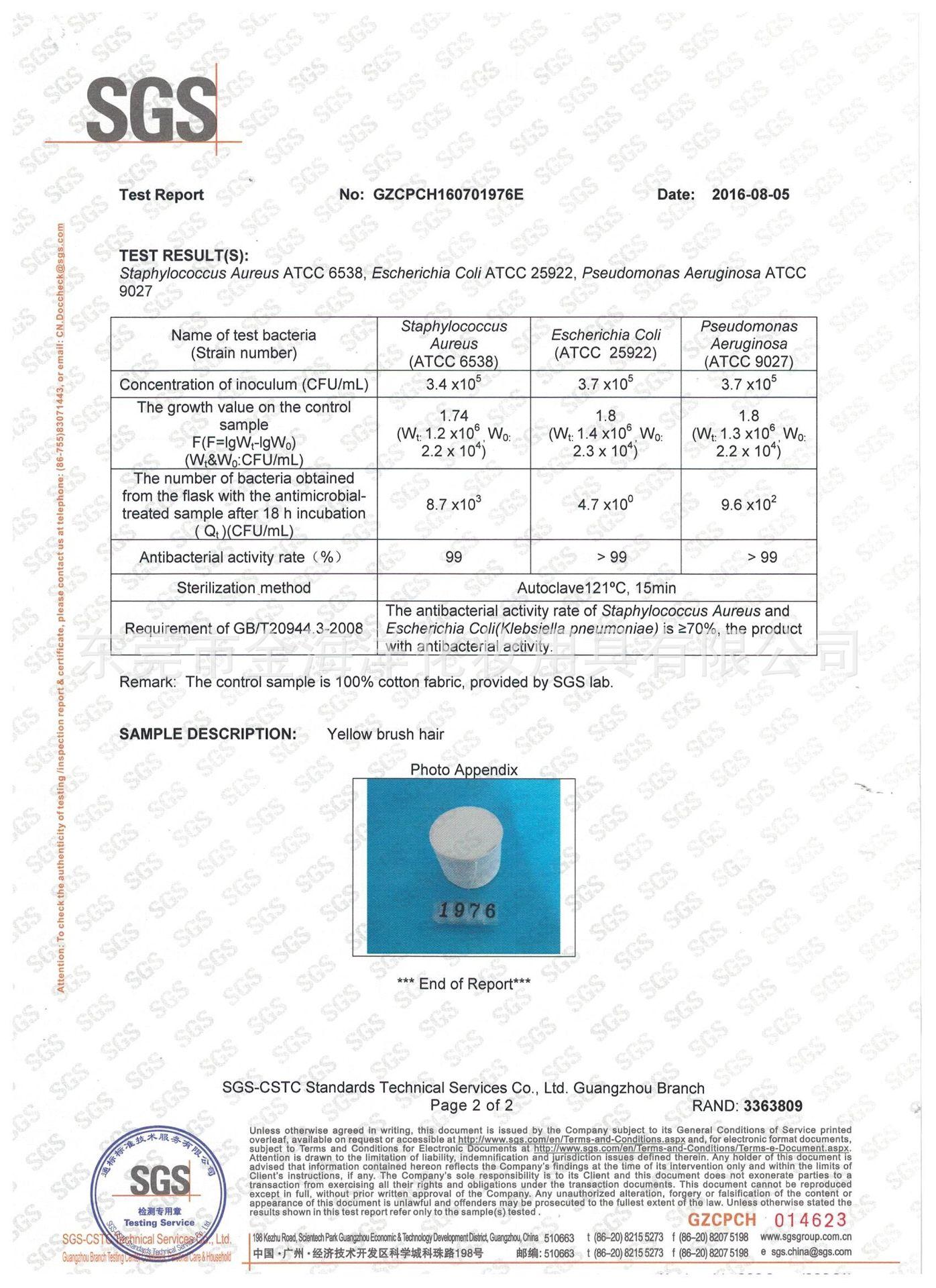 抗菌刷丝检查报告