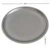 Plato Redondo Retro de Acero Inoxidable en Gris Nieve, Extra Grueso con Borde, Plato de Cena Redondo para Restaurante, Filete, Estilo Vintage de Lujo Ligero