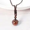 Collar con Colgante de una Sola Cuenta de Piedra Ojo de Tigre Rojo y Amarillo Ojo Arcoíris de Obsidiana Cuenta Única de 16 mm Auténtico Transfronterizo Moderno Minimalista