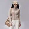 Conjunto de Traje de Yoga para Mujer Otoño Invierno con Terciopelo Plus Cuello Alto Chaqueta con Cremallera Nylon Corte Delgado Fitness Pilates Deportivo Conjunto de Dos Piezas