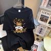 Camiseta de Algodón de 200g de Manga Corta para Mujer Verano Nueva Estampado de Oso de Dibujos Animados Casual Elegante Suelta Talla Grande Top