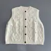 Colete de tricô trançado redondo retrô, suéter feminino para outono e inverno, novo estilo cardigã, colete para o dia a dia, versátil para usar em camadas