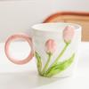 Ins Caneca de tulipa de alto valor Nicho Design Sense Ceramic Cup para meninas Home Drinking Cup Coffee Cup