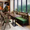 Conjunto de Mesa e Cadeiras de Jantar Retrô em Madeira Maciça para Restaurante Ocidental, Cadeiras Leves para Restaurante de Jantar, Cadeiras Vintage Francesas, Assentos de Cabine para Restaurante Comercial