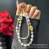 Corda de Pingente para Celular Nota de Dólar Cravejada com Diamantes de Liga, Corrente de Celular de Coração Plissado, Pingente de Corrente Dupla com Contas de Cristal Novo no Atacado