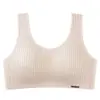 Ropa interior transpirable de algodón puro para tallas grandes, minimizador de busto grande, sujetador sin aros estilo camiseta para mediana edad y ancianos, sujetador deportivo push-up