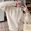 Suéter Tricotado Macio e Waxy Estilo College Preguiçoso Feminino Moda Versátil Jaqueta Cardigan Solta Top Novo Outono e Inverno 2025 Feminino