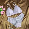 Conjunto de Sutiã para Mulheres, Estilo Verão, Respirável, Amigo da Pele, Sutiã Estilo Francês, Sem Aro, Renda Sexy, Conjunto de Duas Peças