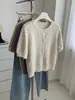 Suéter cárdigan de punto para mujer, manga corta, cuello redondo retro, de lunares, top, nuevo estilo de principios de otoño 26, serie gris, para mujeres petite