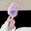 Nova escova de desenho autolimpante fofa, escova grande com dentes espaçados para estilizar volume alto no topo da cabeça, escova de massagem para cabelos longos e cacheados