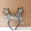 Diadema de Año Nuevo Transfronteriza Diadema de Lentejuelas de Estrella de Cinco Puntas Diadema Creativa con Letras Inglesas Diadema de Navidad Fiesta Diadema para Ambiente de Fiesta