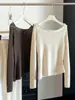 Elegante Top de Punto Hueco Asimétrico para Mujer, Nueva Colección Otoño, Blusa de Manga Larga Ajustada
