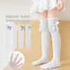 Meias 3/4 para Meninas Meias Lolita Meias de Meia-Canela Primavera Verão para Crianças Meias de Princesa com Renda e Laço Estilo Fino de Verão