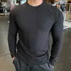Camiseta jacquard waffle masculina, texturizada, slim fit, manga longa, top esportivo macio e respirável, base de malha
