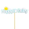 Decoración de Pastel de Cumpleaños Rosa Azul Pastel de Cumpleaños Pequeño Decoración de Tres Niveles Arcoíris Sol Inserto de Decoración para Pastel de Cumpleaños