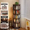 Estantería giratoria de madera maciza, estante de almacenamiento de librería de 360 grados, independiente, montado en la pared, gabinete móvil de esquina para niños, gabinete pequeño y estrecho