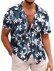Camisa Havaiana de Manga Curta Transfronteiriça Estampada Floral de Verão para Homens Camisa de Praia