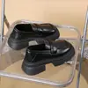 2026 Moda Retro Otoñal Nueva Versátiles para Aumentar Altura Zapatos de Cuero de Suela Gruesa Negros Mocasines Estilo Británico para Mujer