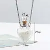 Collar de Botella de Deseos Redonda Plana con Forma de Corazón Creativo Piedra de Cristal Aceite Esencial de Perfume Collar de Cristal Rosa Piedra Triturada Colgante de Botella de Aromaterapia Venta al por Mayor