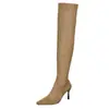 Botas Femininas de Cano Largo Duas Formas Outono/Inverno 2025 Botas Afuniladas com Salto Alto Stiletto Botas Longas Botas Acima do Joelho com Salto Alto
