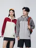 Chaqueta Unisex Cortavientos Impermeable con Bloques de Color y Capucha para Montañismo al Aire Libre, Primavera Otoño, Delgada, Ropa de Trabajo, Personalizada