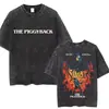 Camiseta Lavada Retro Eddie Munson Camiseta de Monstruo Demogorgon Caníbal Camiseta Oversize para Hombre