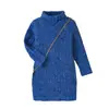 Vestido de Gola Alta para Meninas Outono Inverno Bebê Vestido Base Tricotado de Comprimento Médio Crianças Costela Grossa * Vestido Roupa Infantil