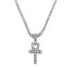 Collar con colgante de llave de Anher egipcia con incrustaciones de diamantes de Oriente Medio para hombres y mujeres, estilo hip-hop europeo y americano, con incrustaciones de diamantes, transfronterizo europeo y americano