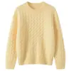 Suéter infantil de otoño e invierno 100% lana pura de punto trenzado con cuello redondo, estilo retro, top de punto grueso como capa base para niños mayores
