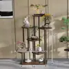 Suporte de Flores de Madeira Maciça e Ferro Layout de Sala de Estar Escada de Chão Multicamadas Rack de Armazenamento para Suculentas Varanda Suporte para Vasos de Flores