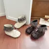 Botas Curtas de Inverno para Meninas, Novo Estilo, Babados, Renda, Xadrez, Princesa, Solado Macio, Antiderrapante, Laço, Versátil, Botas Pequenas de Couro