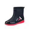 Botas de lluvia transfronterizas, unisex, altura media hasta la pantorrilla, antideslizantes, impermeables, con puños elásticos, adecuadas para el trabajo, venta al por mayor, versátiles, antideslizantes y duraderas