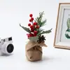 Navidad Artificial Pequeño Cedro Mini Árbol de Navidad Escritorio Copo de Nieve Piña Decoración del Hogar Adorno Mini Árbol de Navidad