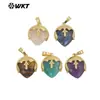 Wt-P2013 Piedra Preciosa de Colores Piedra Brillante Piedra Ojo de Tigre Piedra Colgante Pequeño Chapado en Oro de 18 Quilates Accesorios de Joyería Hechos a Mano