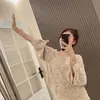 Suéter de Punto Hueco Estilo Francés para Mujer, Principios de Otoño, Sensación de Alta Gama, Suave y Casual, Suéter Pulóver Bordado Retro de Nicho