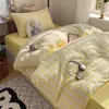 Estilo Muji novo conjunto de três peças macio e amigável à pele conjunto de quatro peças lençol capa de edredom conjunto de três peças para dormitório estilo lençol com elástico