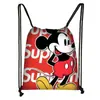 Mochila Nueva de Dibujo con Cordón Estampado Colorido de Mickey Poliéster Gran Capacidad Moderna con Cordón para Niños Venta al por Mayor Caliente