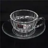 Juego de Taza y Platillo de Café de Vidrio Taza de Café Simple Creativa Juego de Tazas para Restaurante Occidental Hogar Vaso de Agua para Oficina